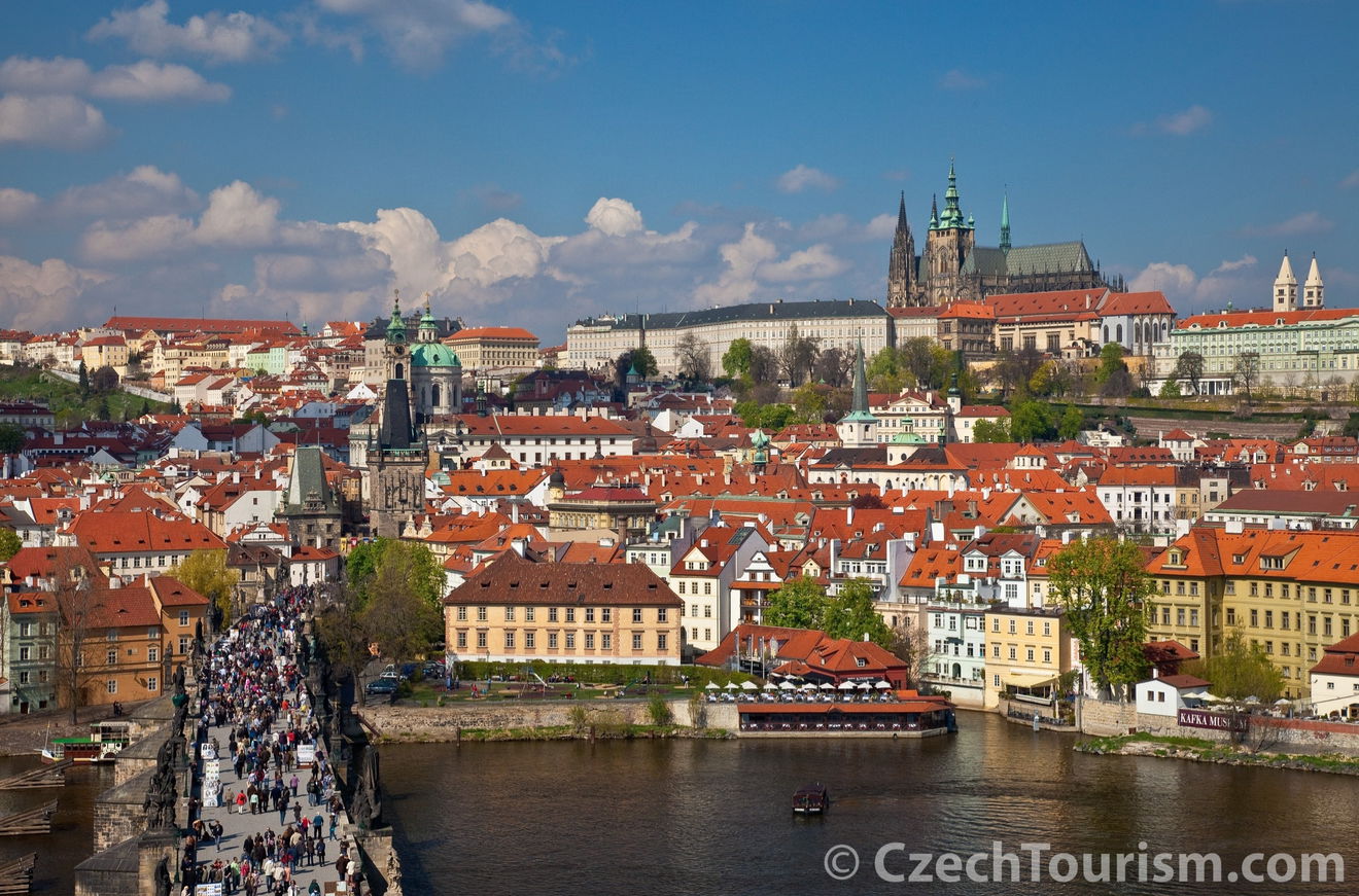 Prague city view including Charles Bridge