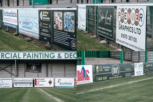 Pitchside advertising boards at Croft Park