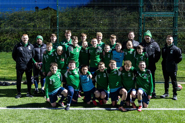The first-team take charge of Blyth Spartans U12's training