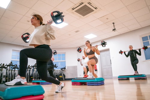 A quiet fitness studio ready for a class