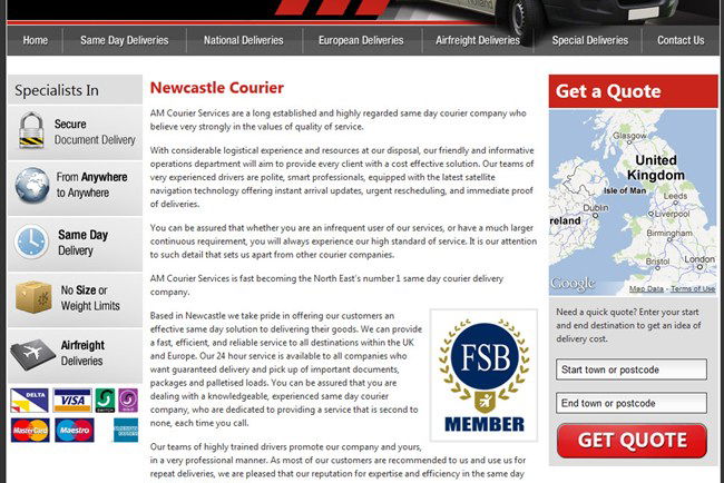 Special Delivery - A New Website For AM Couriers