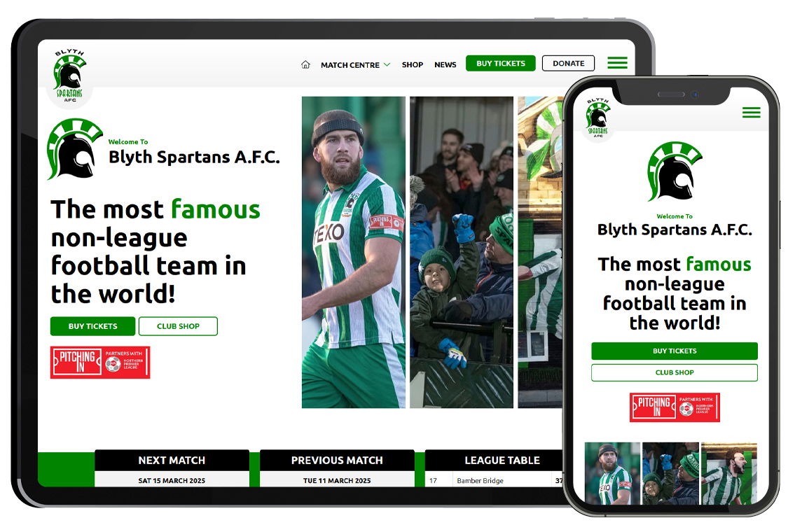 New website for Blyth Spartans - wayfresh